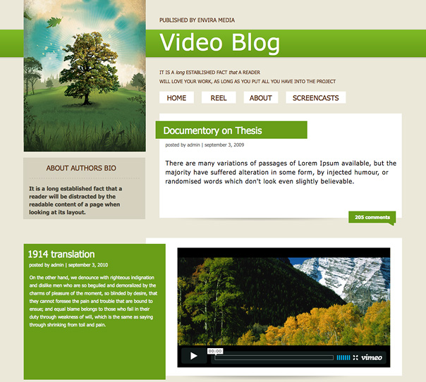 Video blog website template